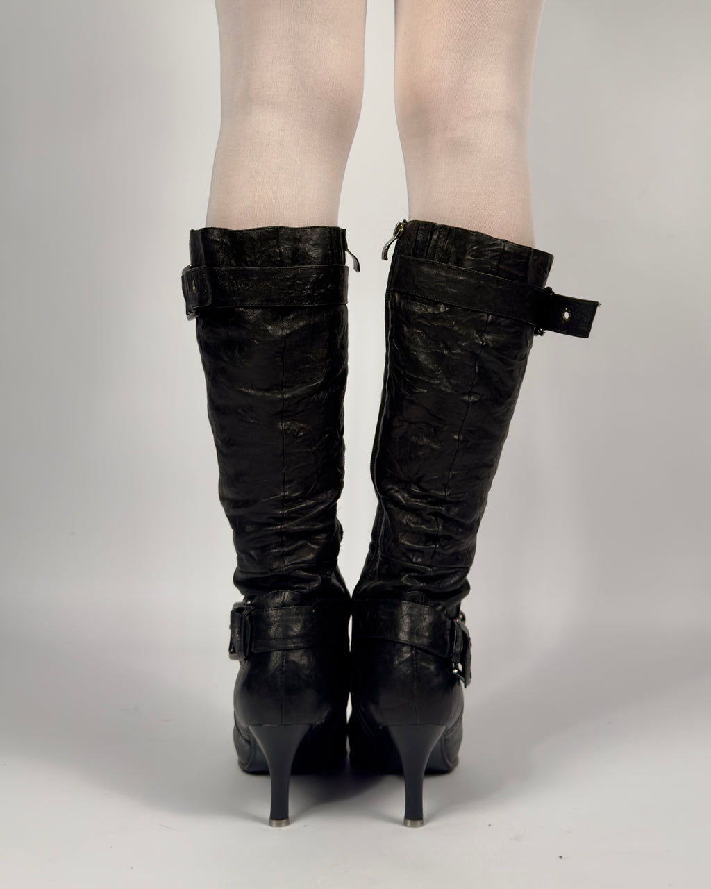 Vintage Buckle Leather Boots — 40/40.5