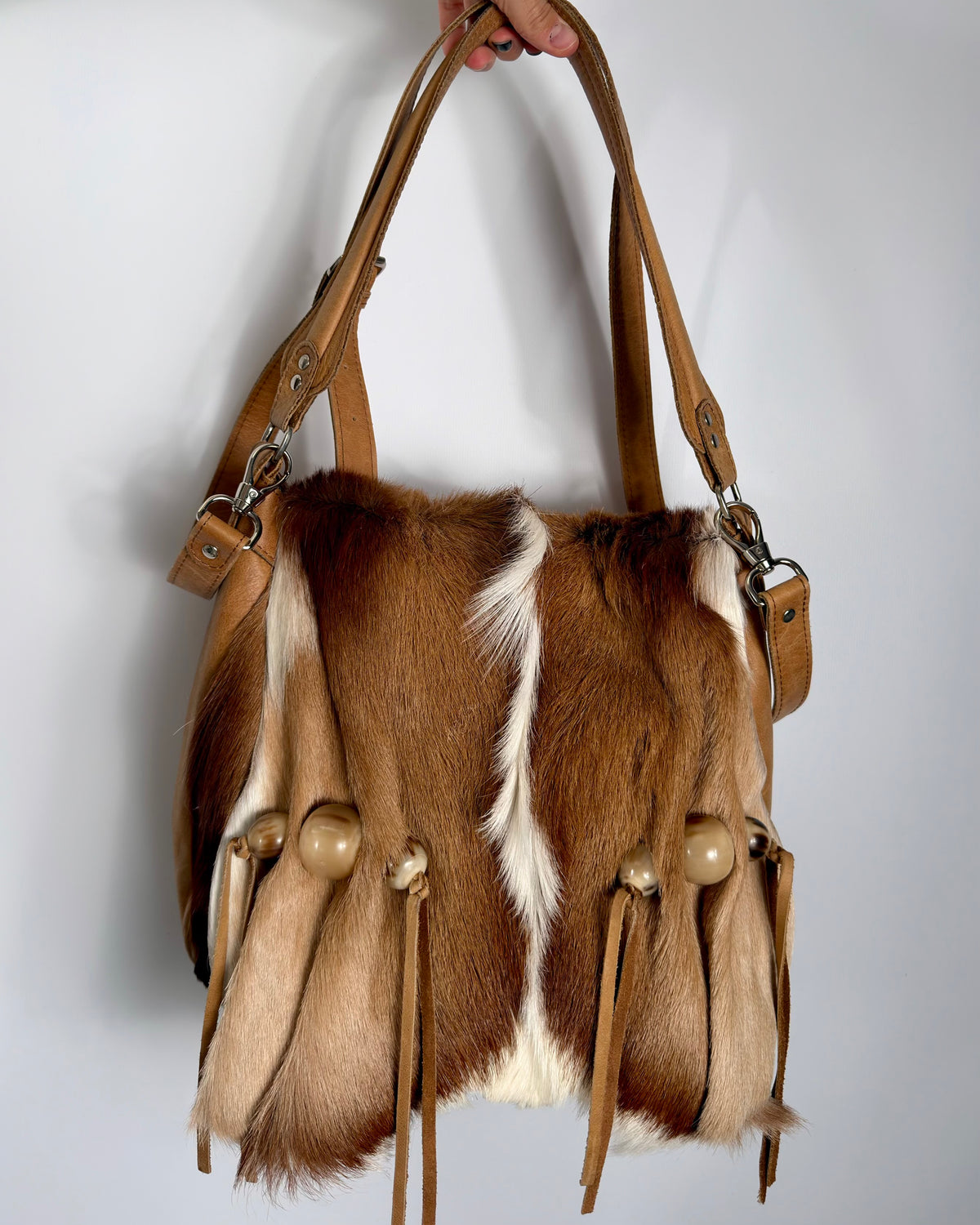 Vintage Cowhide Mohawk Fur Leather Bag