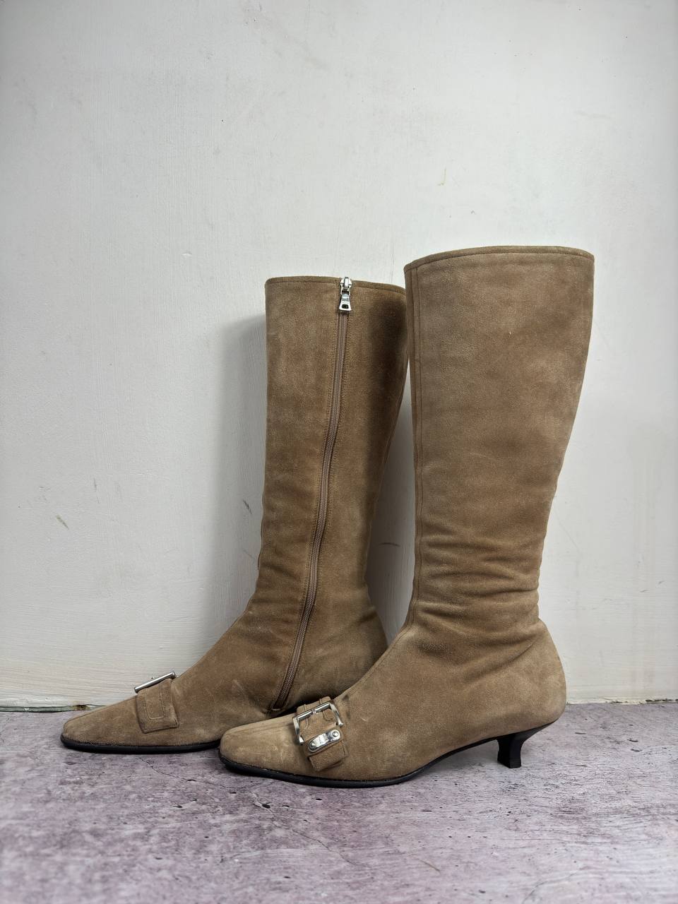 Prada Vintage Suede Boots Kitten Heels 37/38