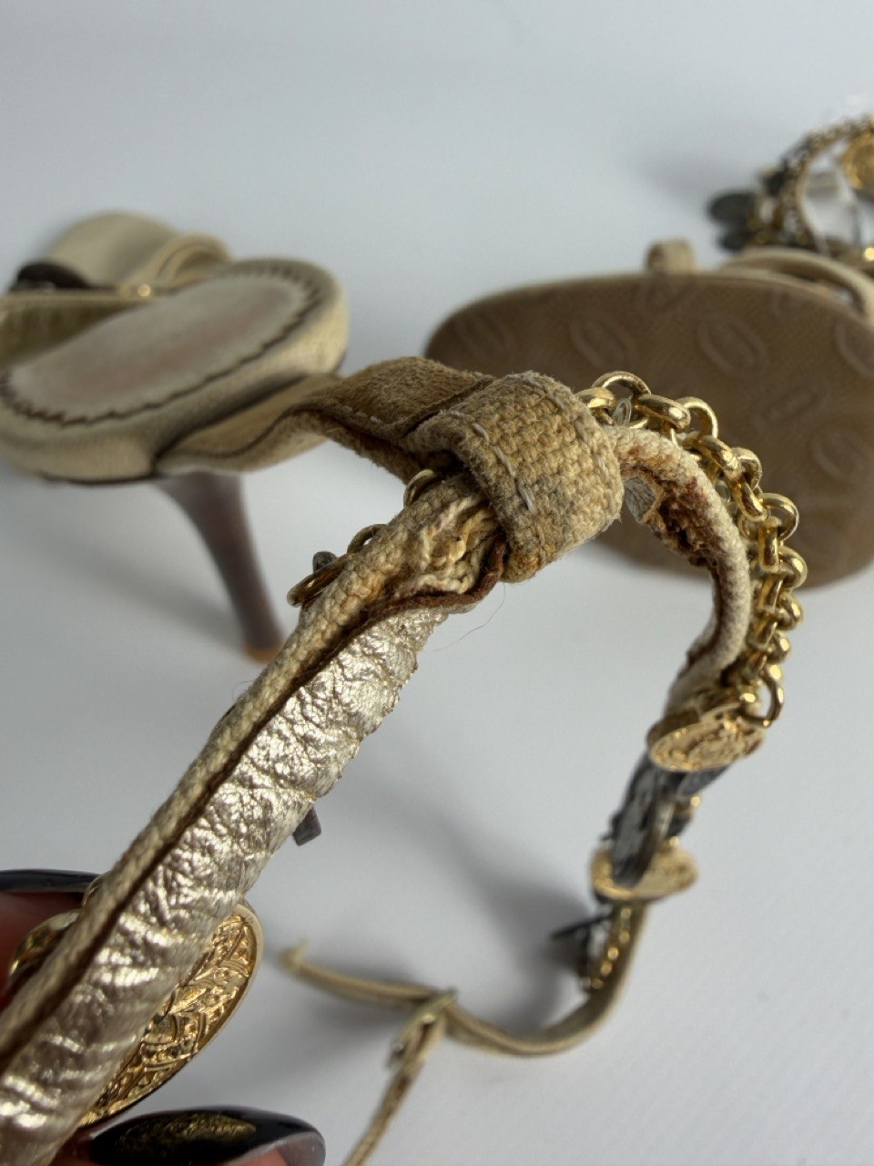Roberto Cavalli Vintage 2000s Metallic Coins Heels — 39