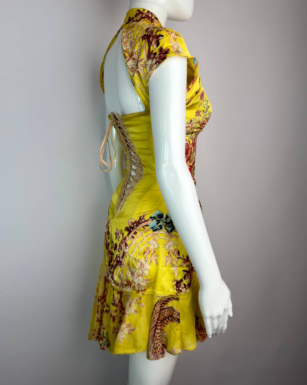 Roberto Cavalli S/S 2003 Iconic Chinoiserie Mini Silk Corset Dress
