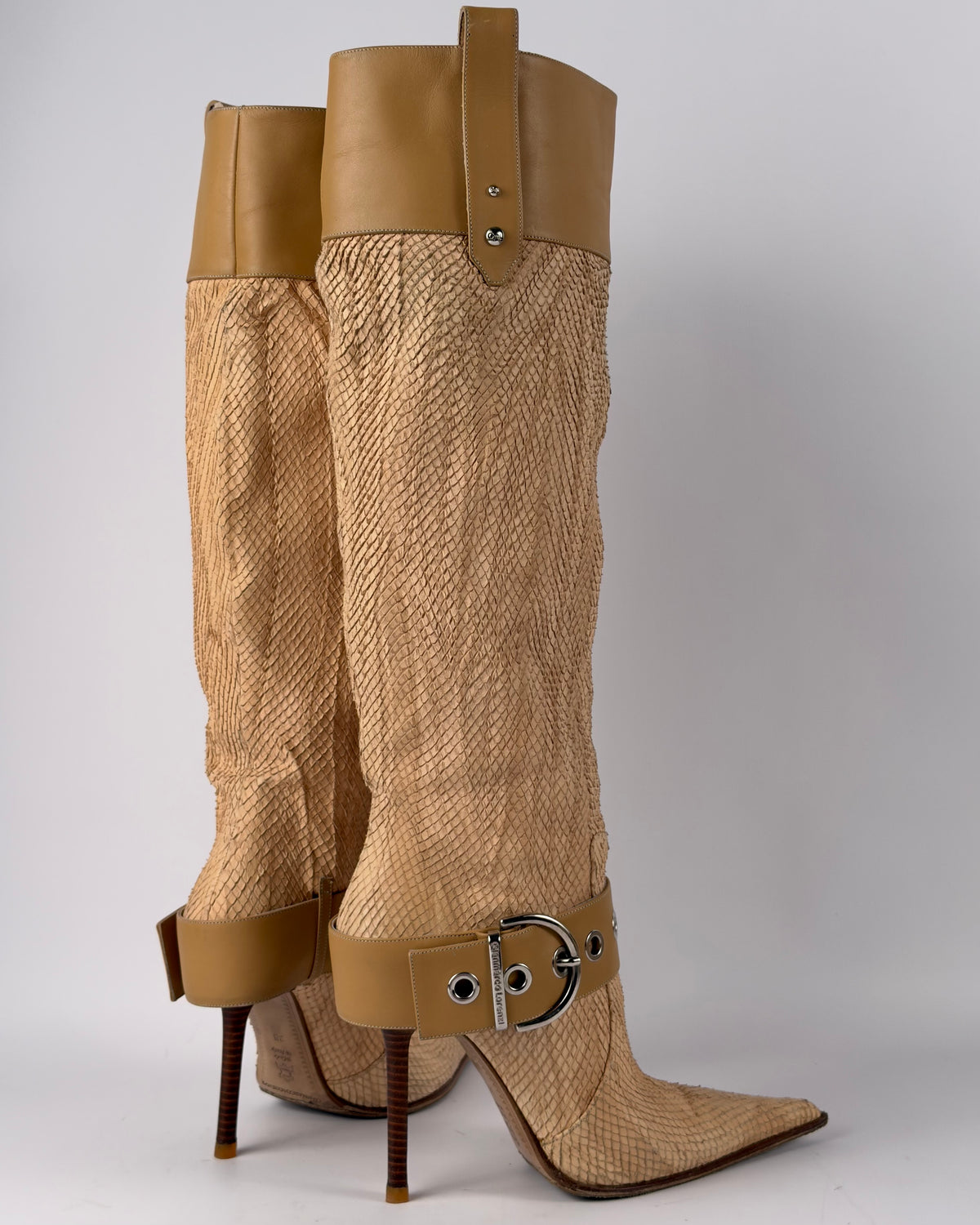 Gianmarco Lorenzi Vintage Leather Buckle Boots — 38