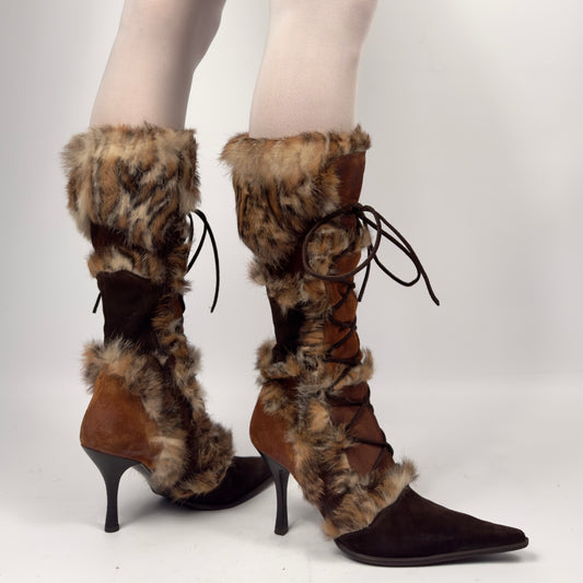 El Dante’s Couture Vintage Fur Boots — 38