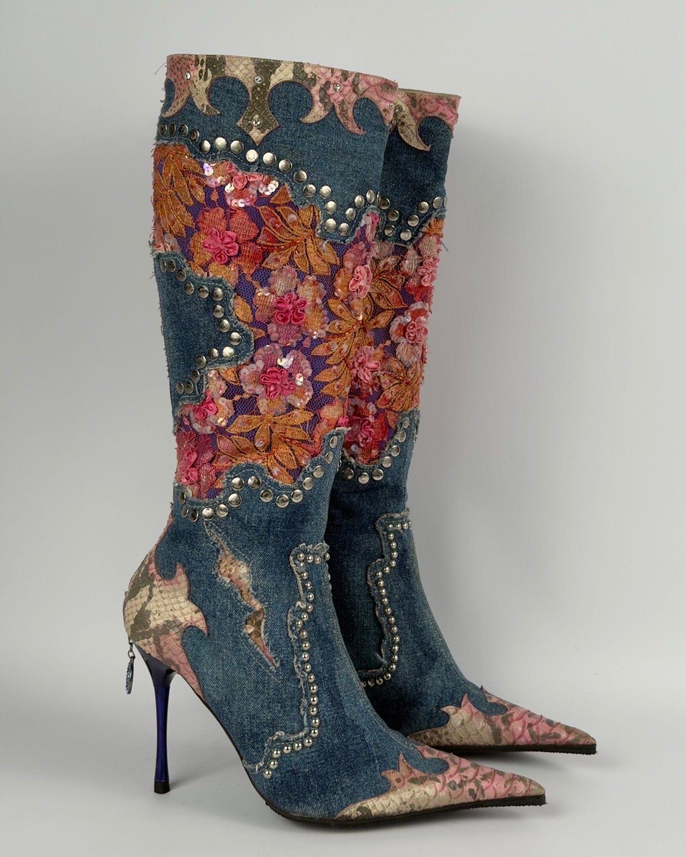 El Dante’s Couture Vintage Denim Boots