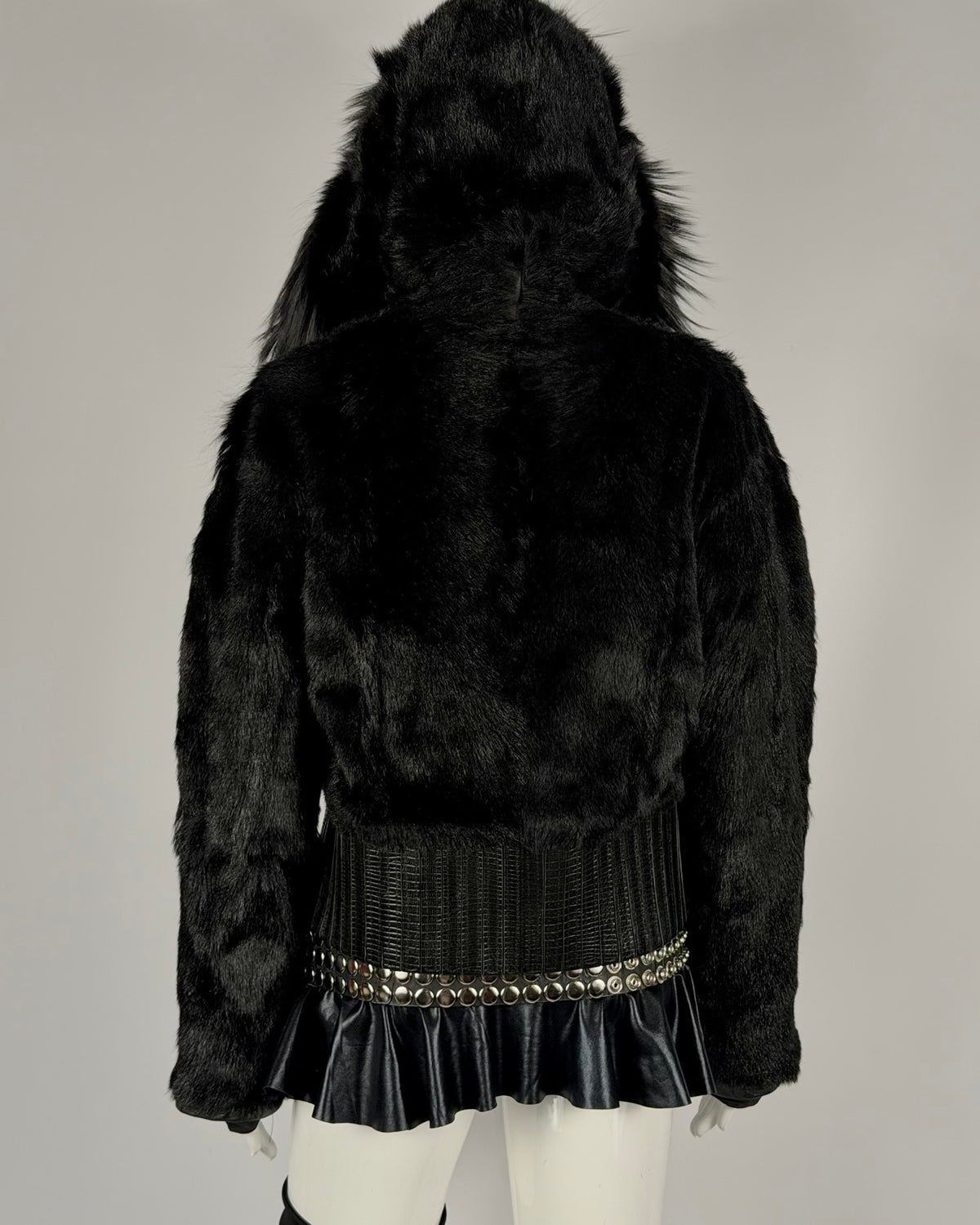 Vintage “Corset” Fur Leather Jacket Reversible — M/L
