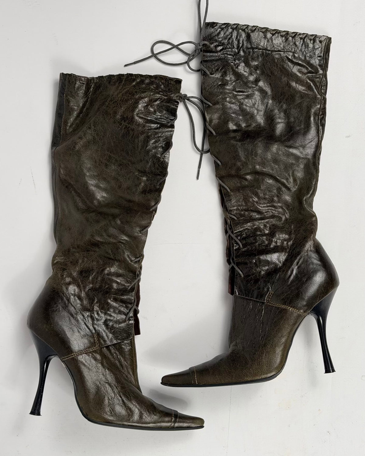 Vintage Italian Lace Up Boots — 38