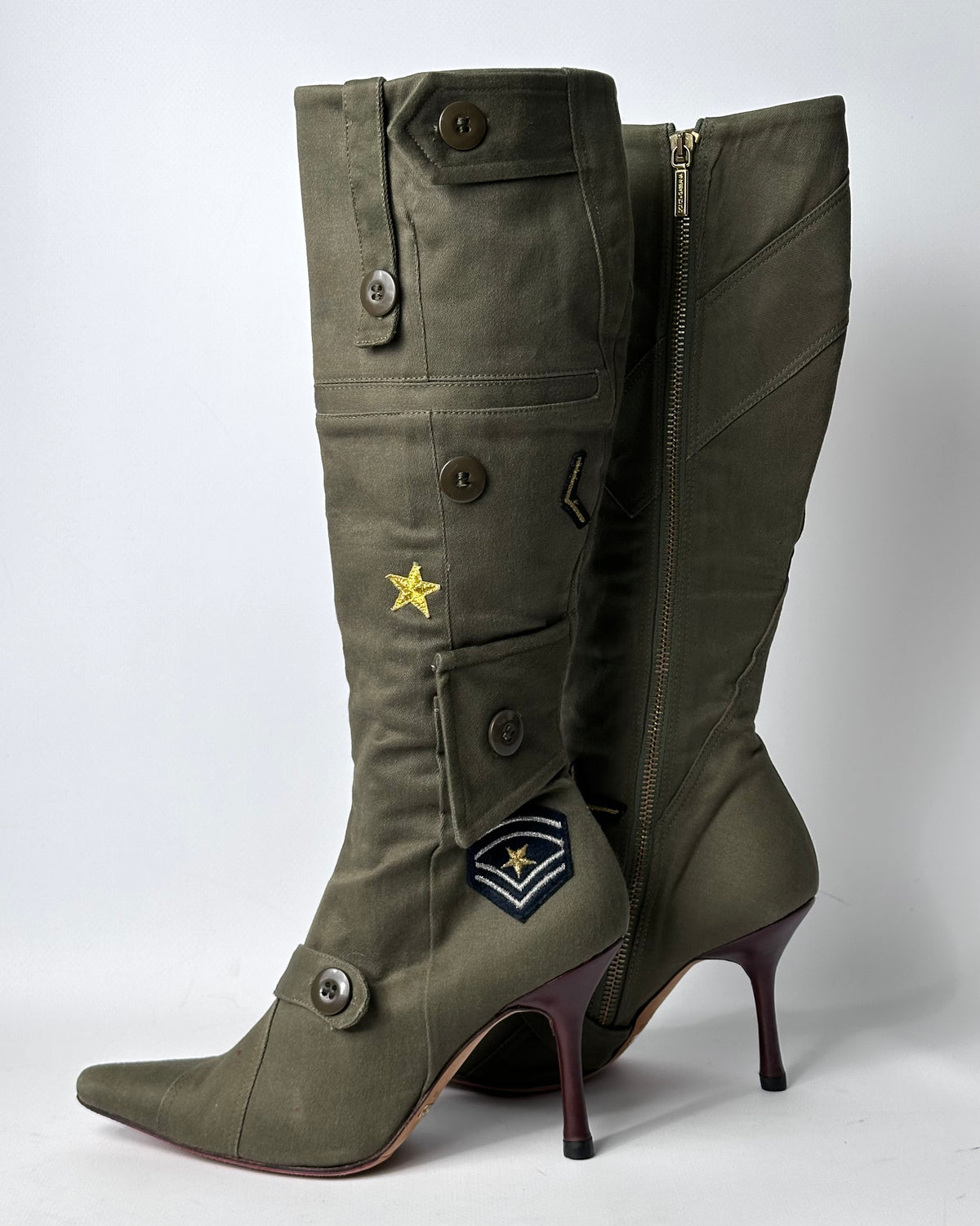 Dolce Gabbana Vintage Khaki Military Boots — 36