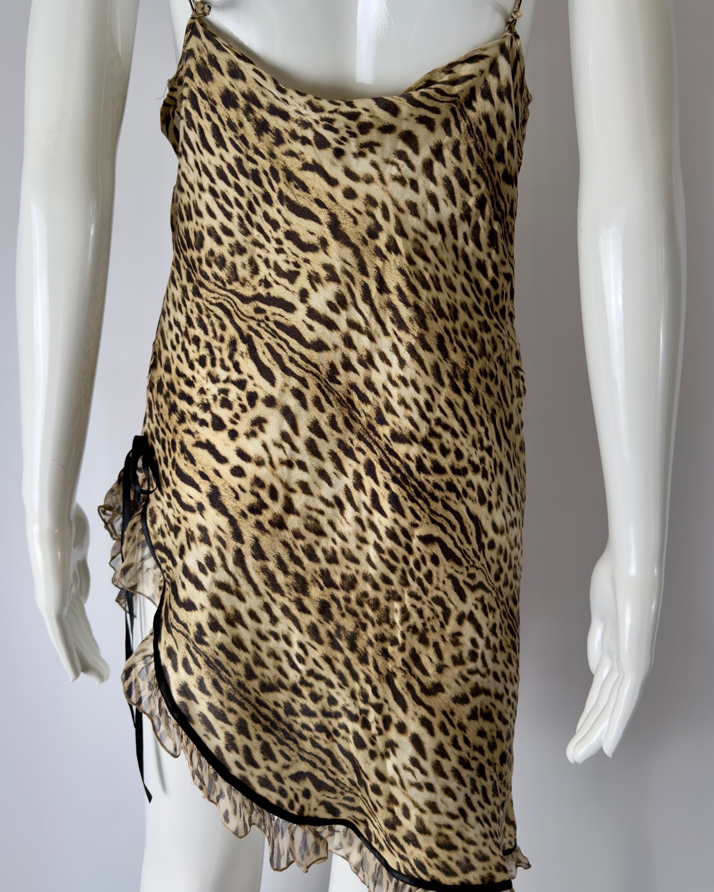 Roberto Cavalli early 2000s Leopard Silk Mini Dress