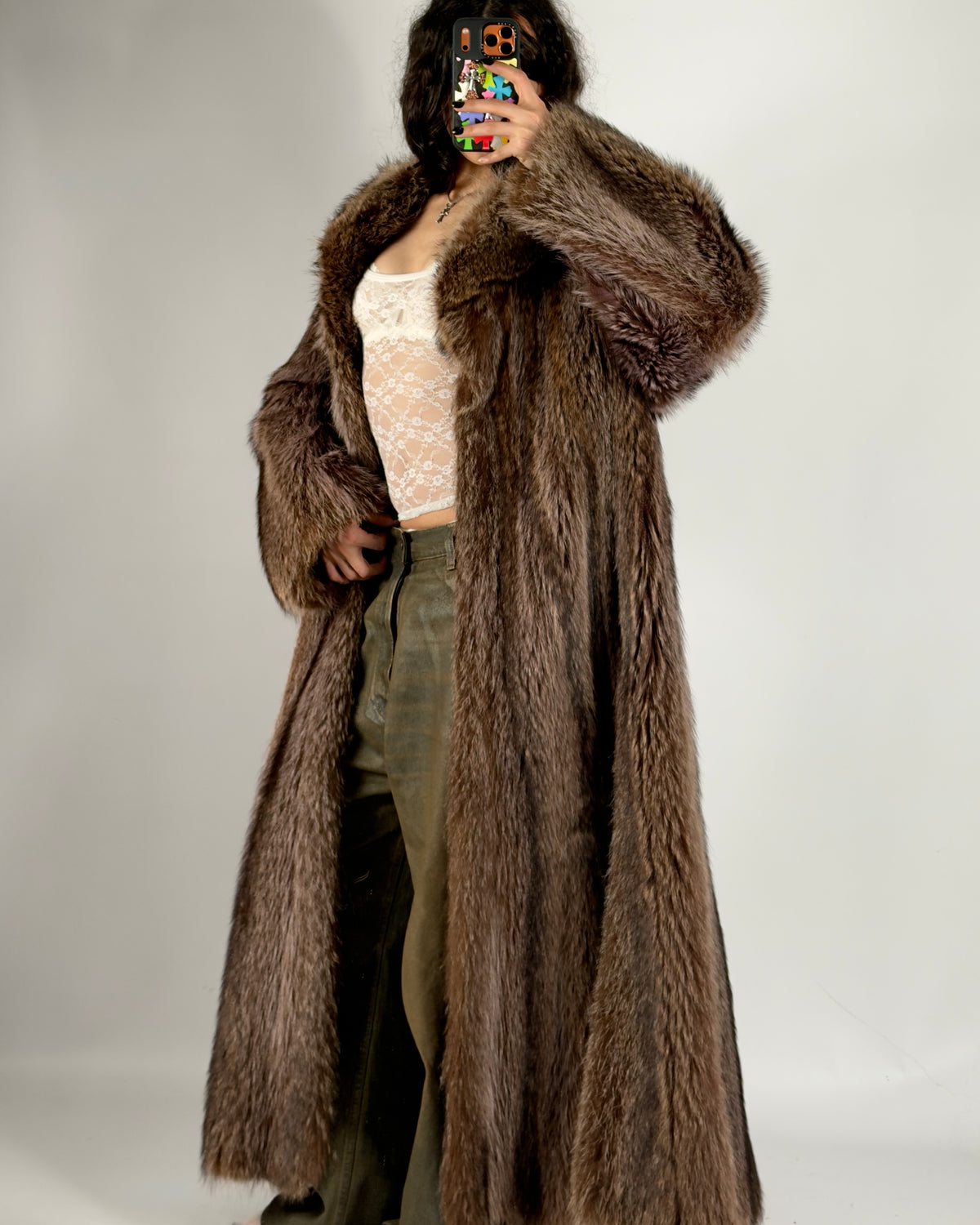 Vintage Brown Fur Coat — M/XL
