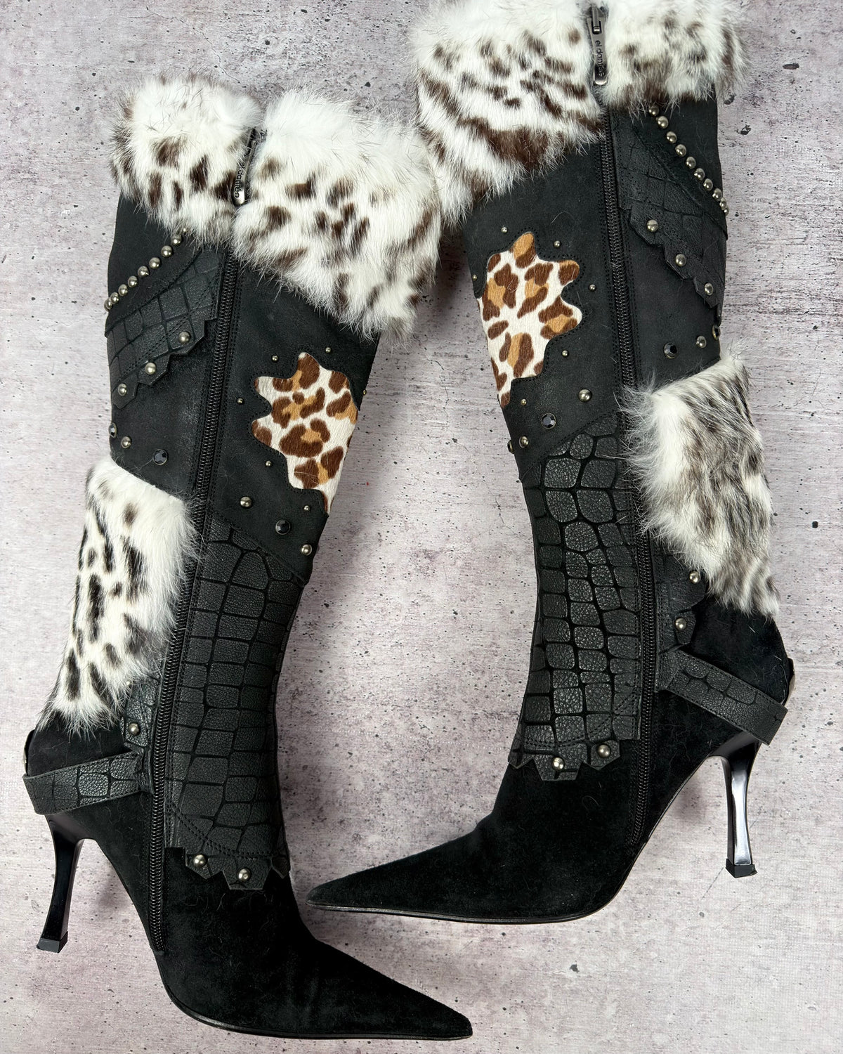 El Dantes Couture Vintage Leather Fur Boots — 37
