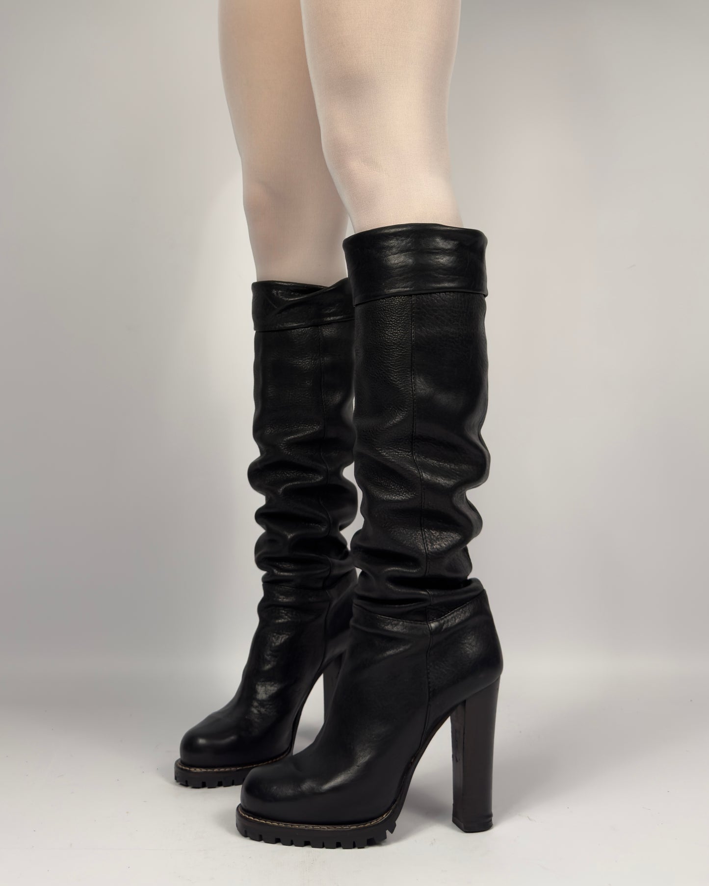 Dolce & Gabbana Leather Slouch Tube Boots — 38/39