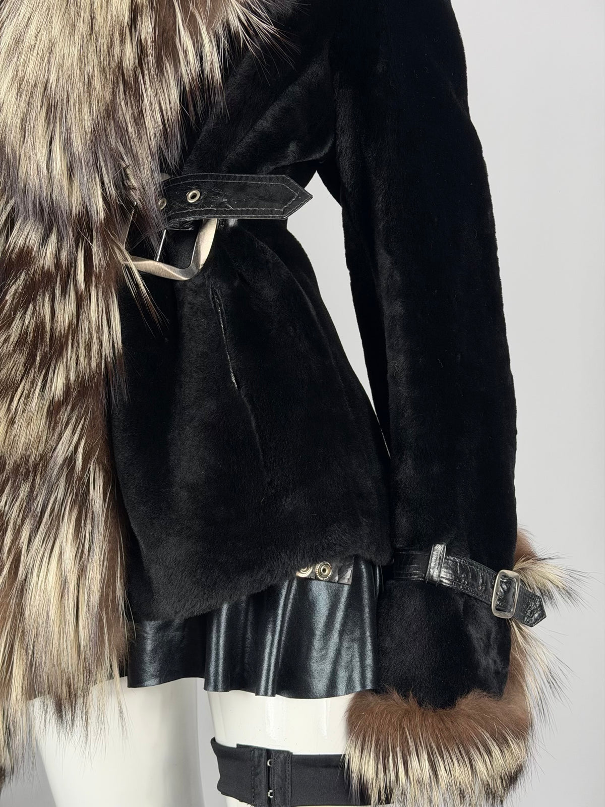 Vintage Fur Leather Jacket — M/L