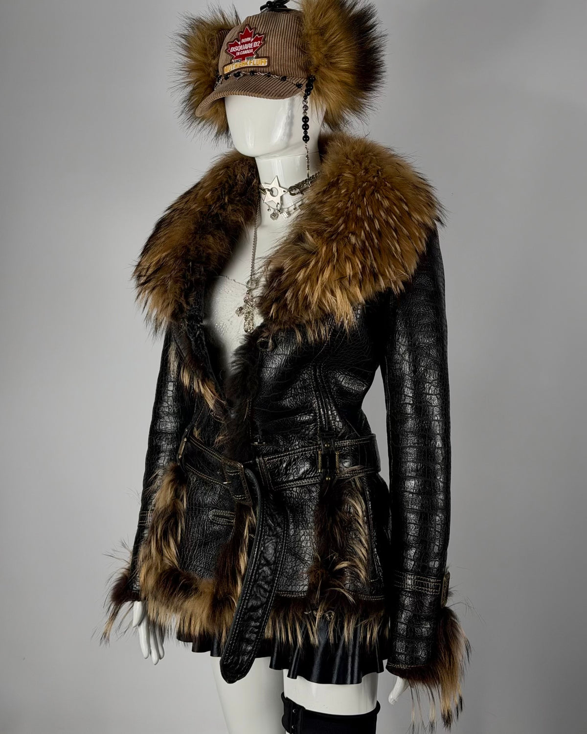 Vintage Fur Leather Jacket — XS/M
