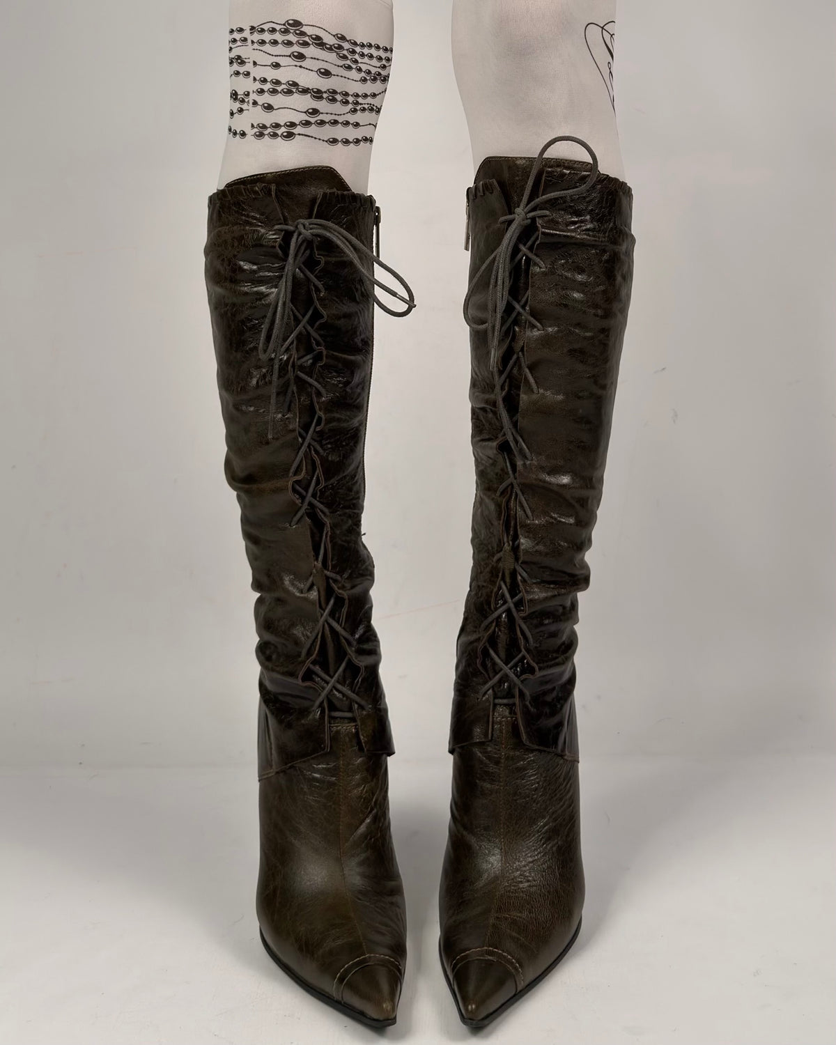 Vintage Italian Lace Up Boots — 38