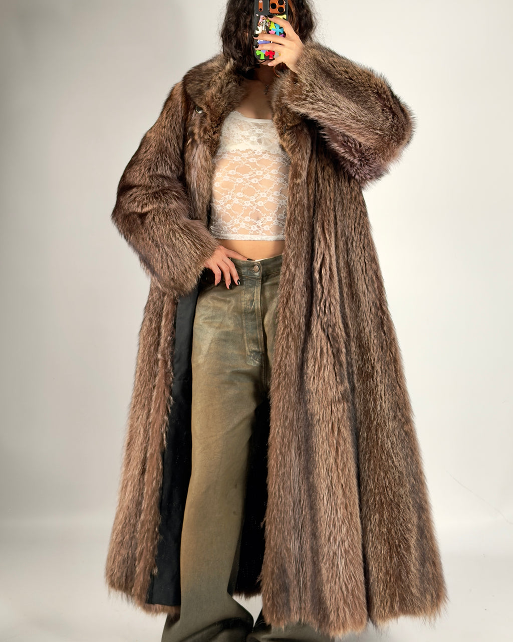 Vintage Brown Fur Coat — M/XL