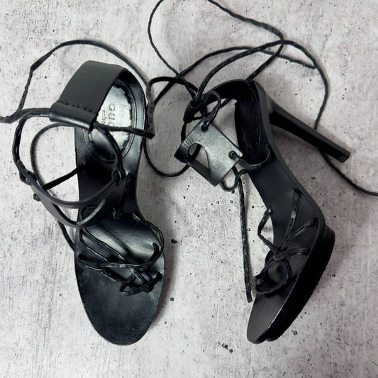 Gucci S/S 2002 Heart Cut Out Leather Wrap Heels — 39/40