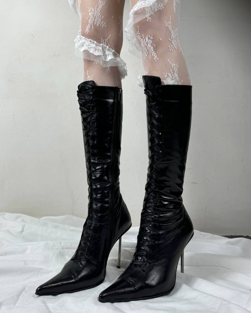 Vintage Lace Up Leather Boots 37/38