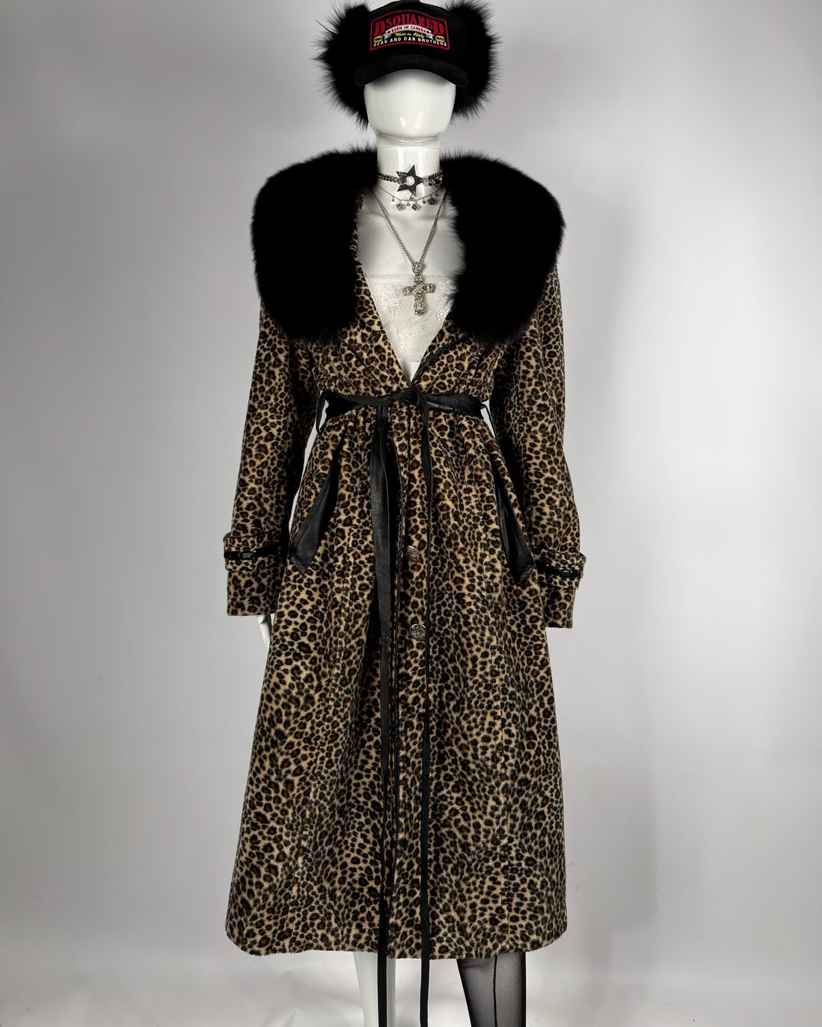 Vintage Faux Fur Coat with Fur Collar — S/M
