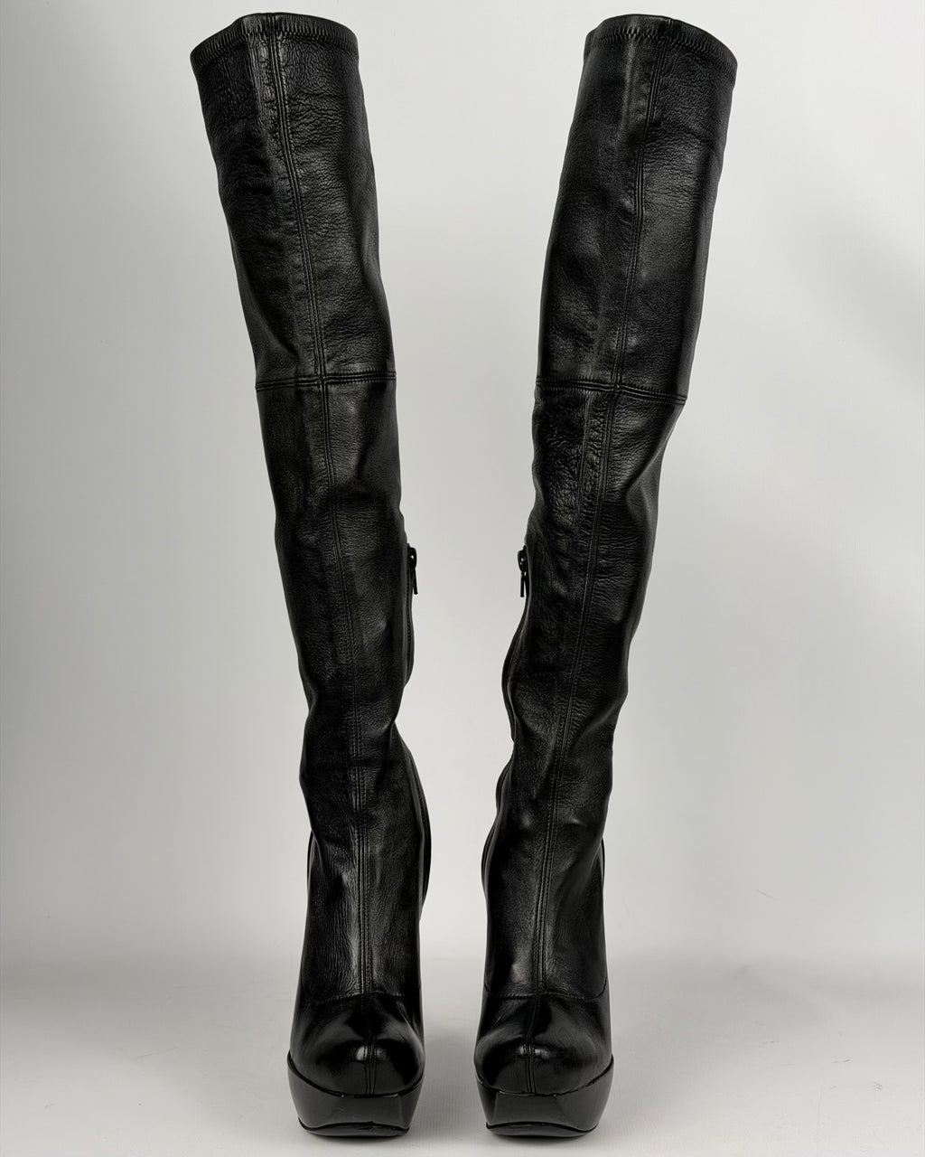 Celine FW 2008 Over the Knee Leather Wedge Boots — 36