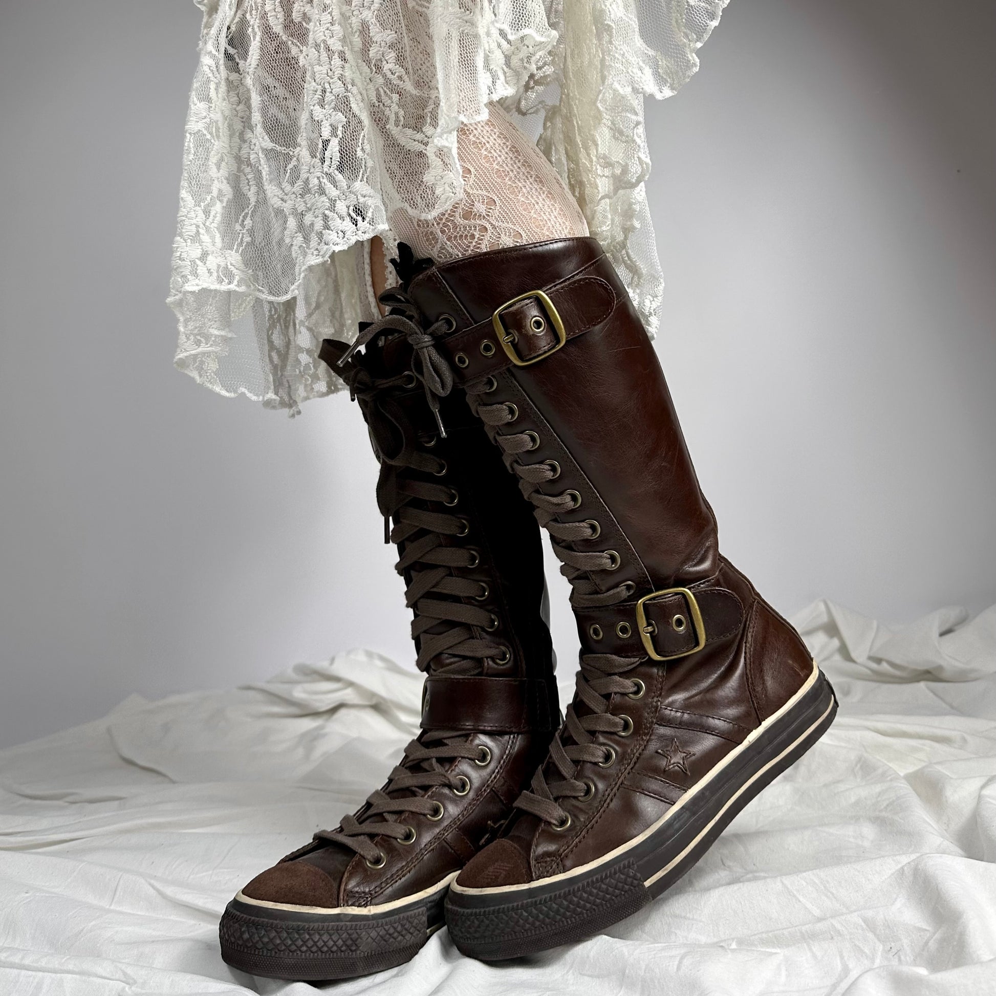 Brown Leather Converse Converse Vintage Marron Converse Marron