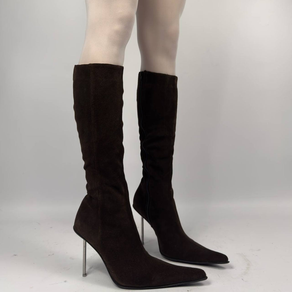 Vintage Brown Suede Boots — 41
