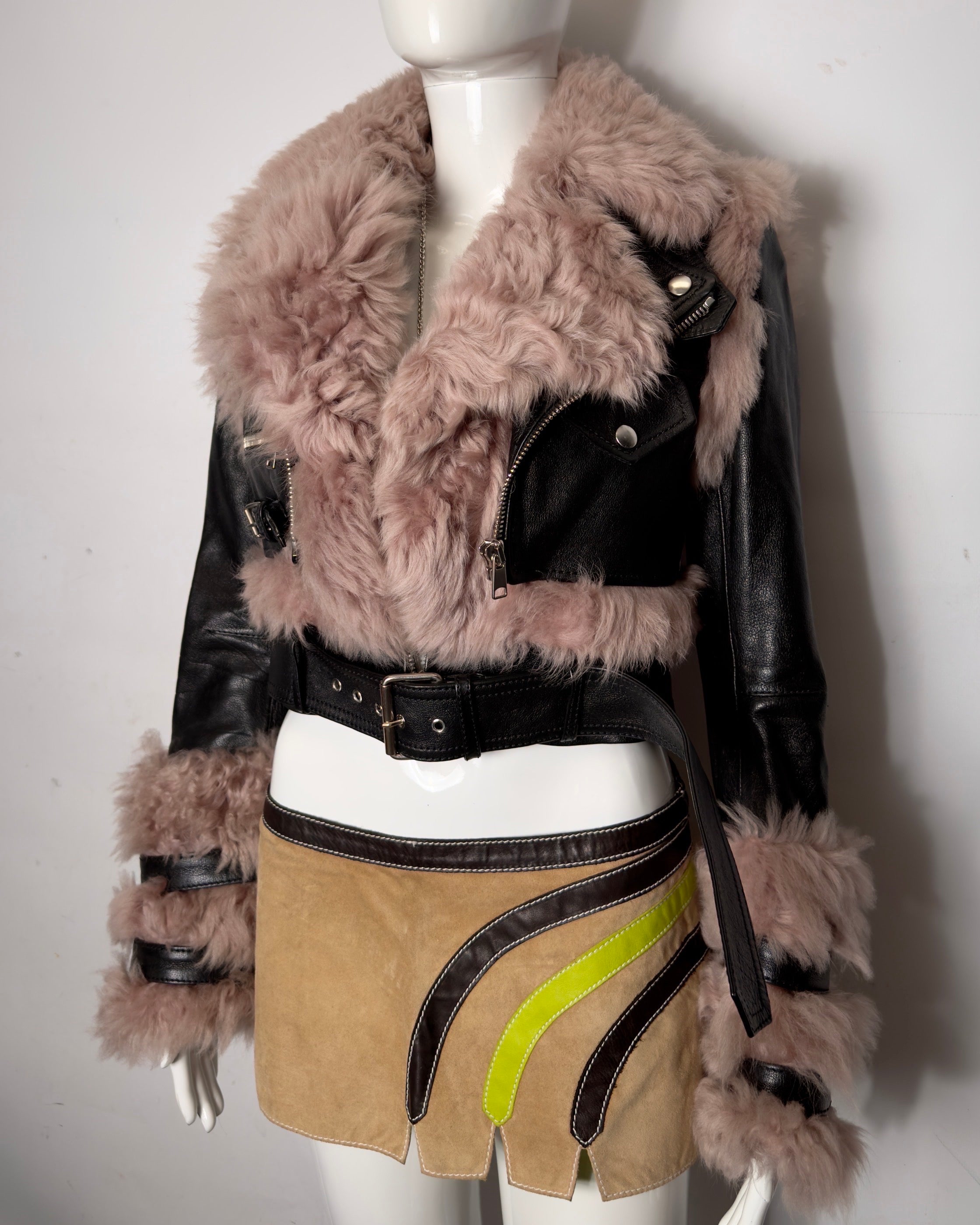 Alexander McQueen F/W 17-18 Fur Leather Runway Moto Jacket XXS-S