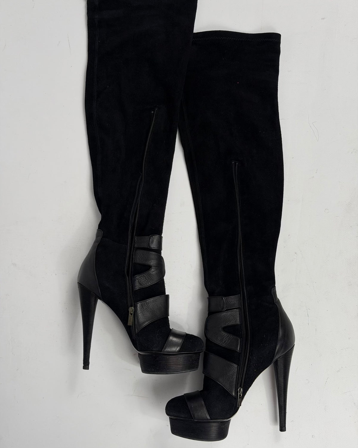 Le Silla Vintage Platform Over The Knee Suede Boots — 38