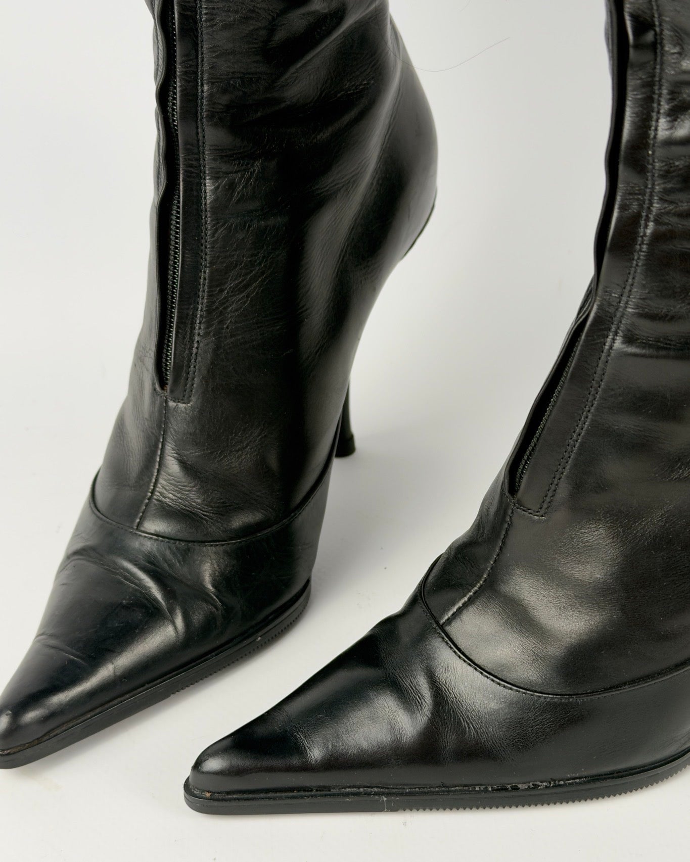 Christian Dior FW2003 by John Galliano Black Fur Trim Boots — 38/38.5
