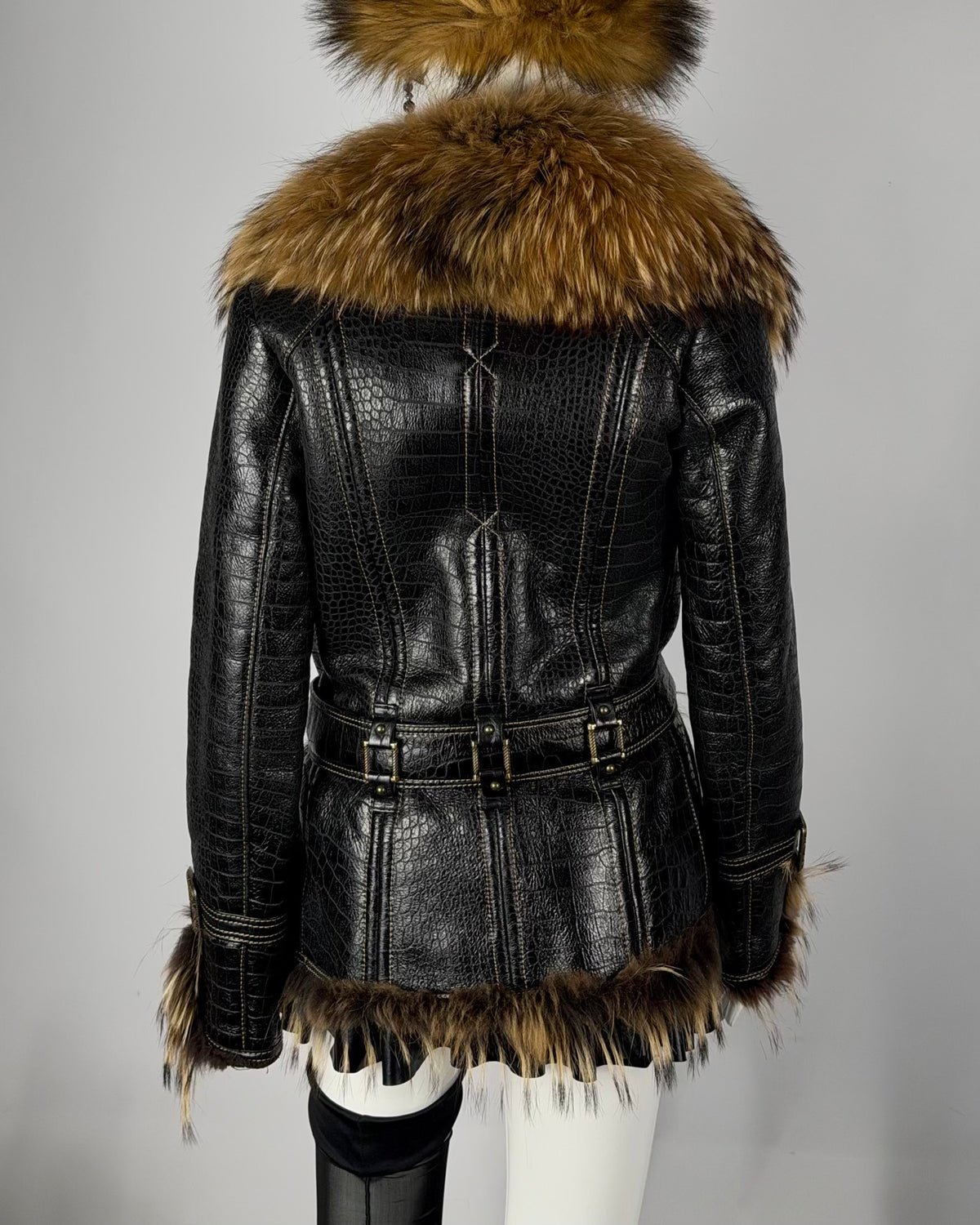 Vintage Fur Leather Jacket — XS/M