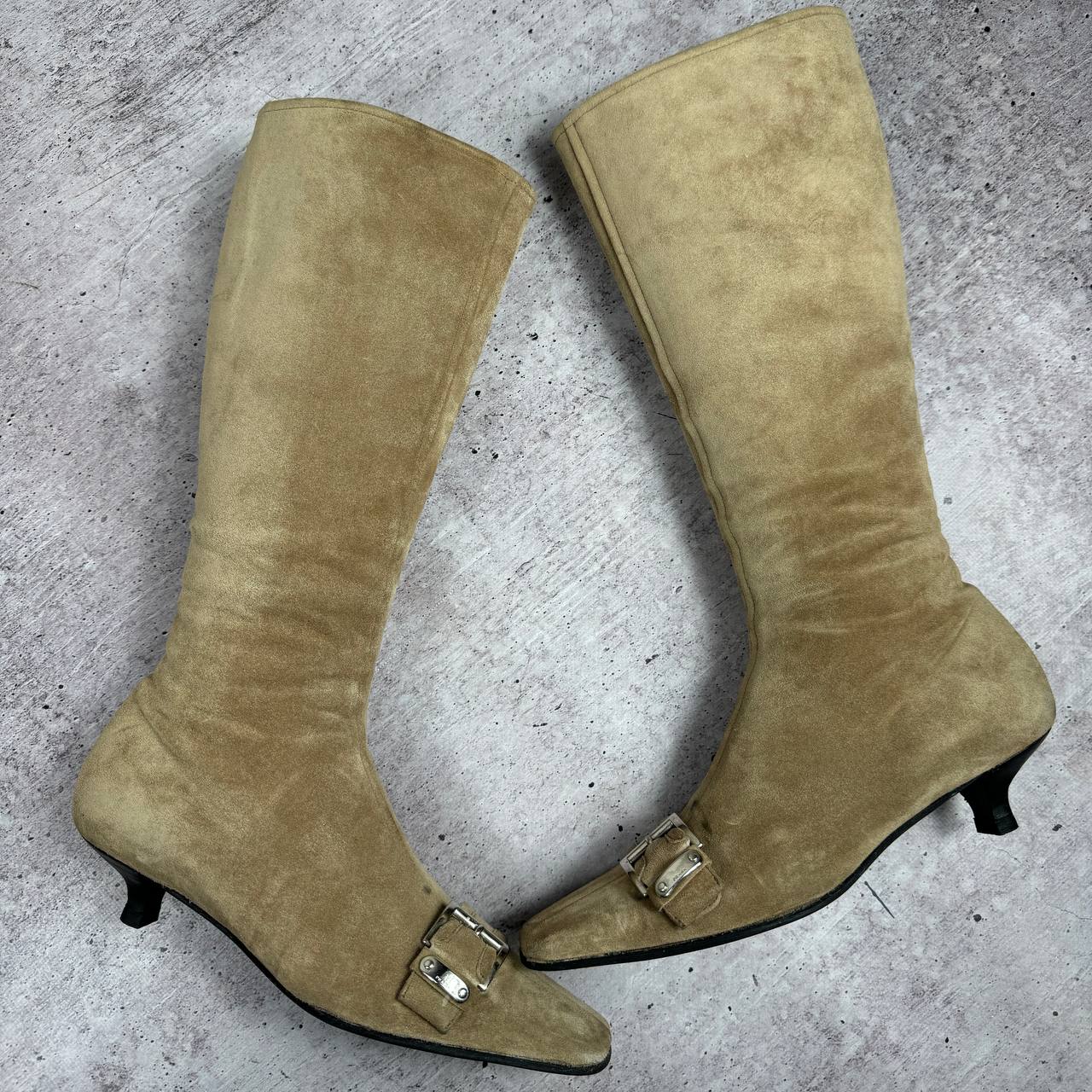 Prada Vintage Suede Boots Kitten Heels 37/38