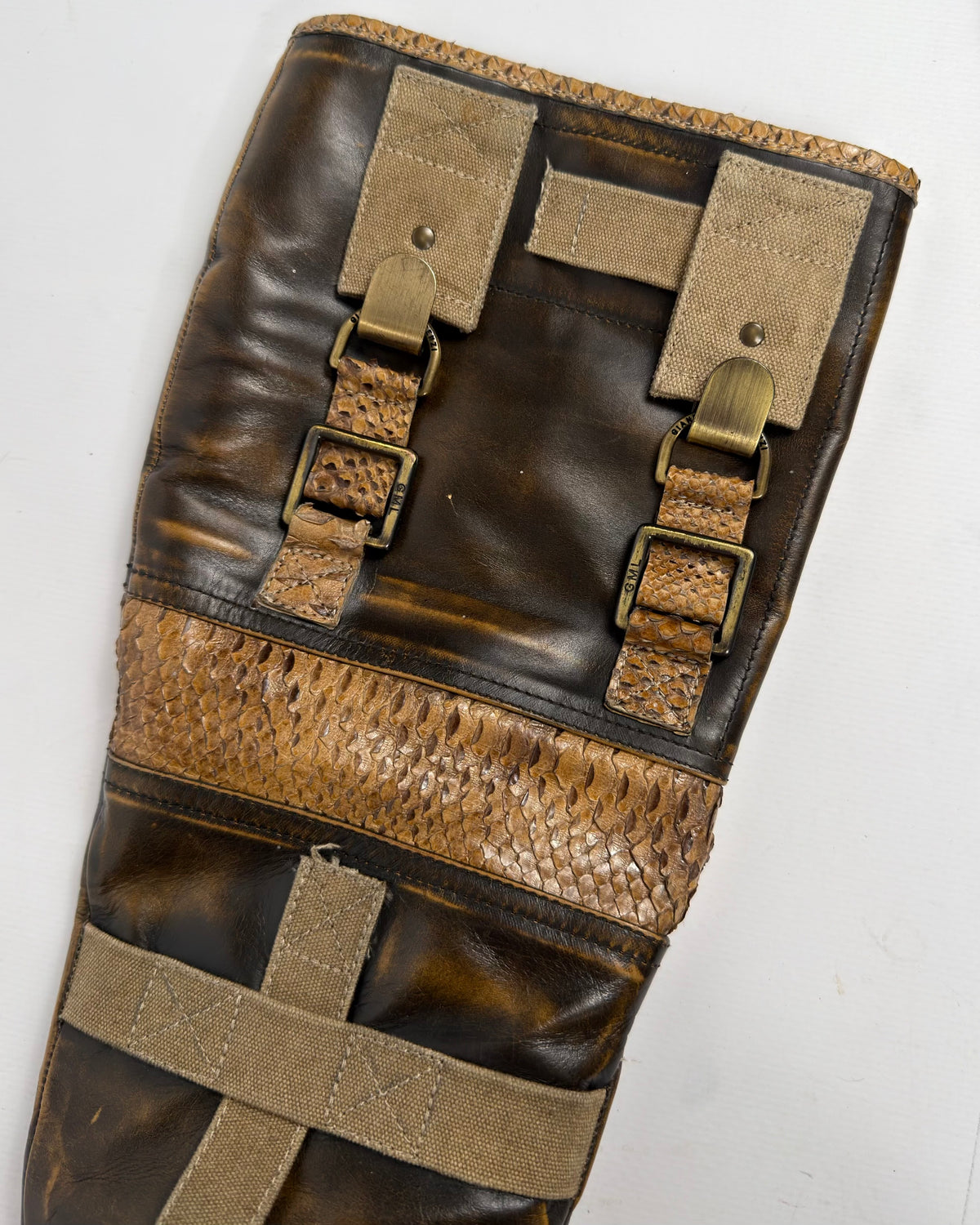 Gianmarco Lorenzi Vintage Cargo Combat Leather Boots — 37
