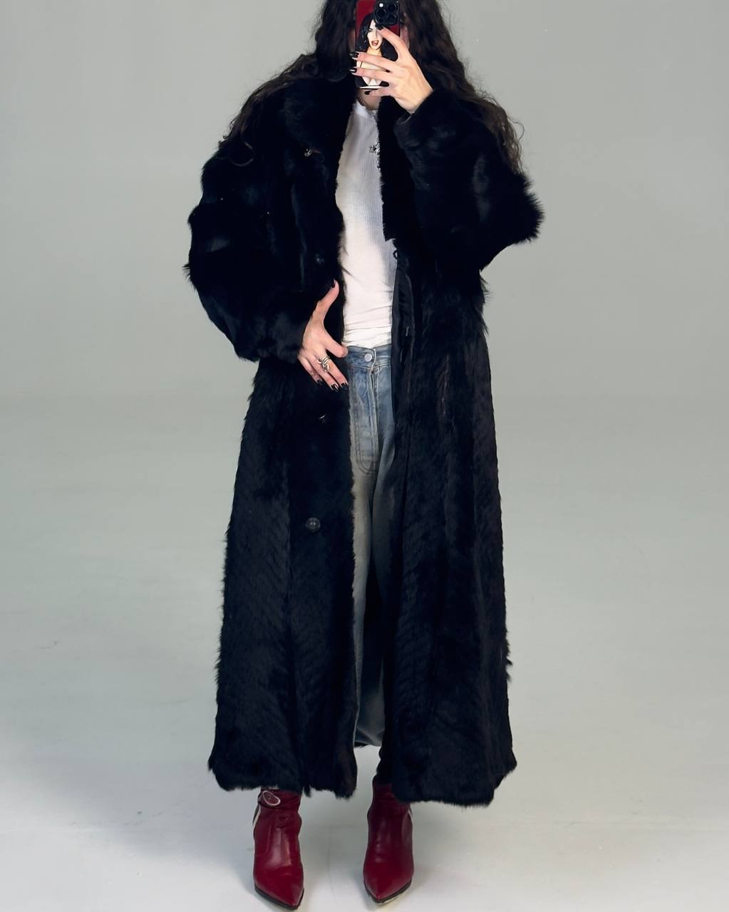 Vintage Long Black Fur Coat