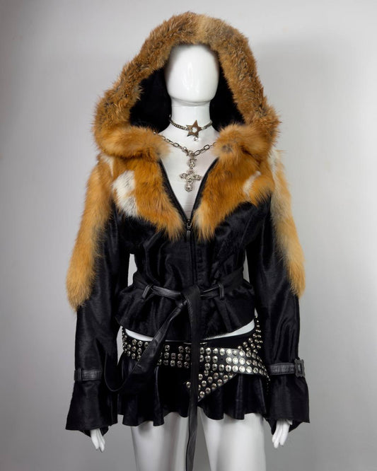 Vintage Fox Fur Leather Pony Hair Jacket