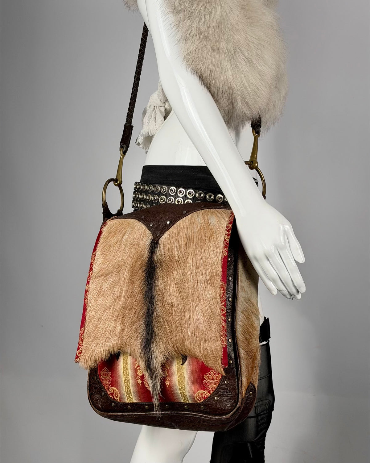 Vintage Fur Leather Cowhide Bag