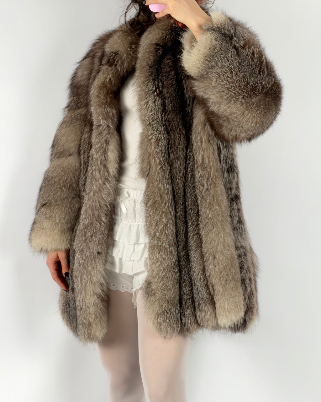 Vintage Polar Fox Fur Coat — S/L