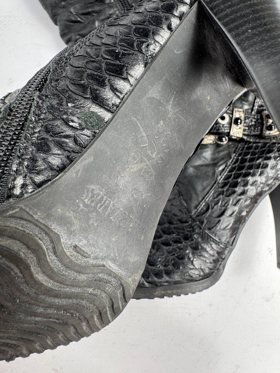 Vintage Leather Python Buckle Boots — 38