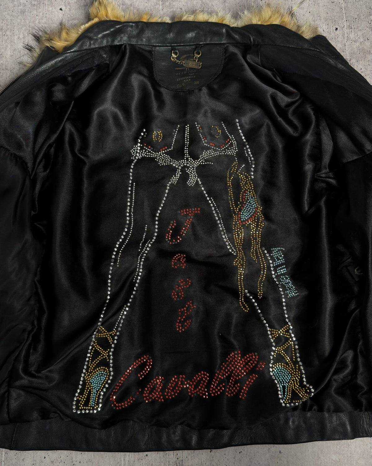 Vintage Fur Leather Studded Jacket — XS/S