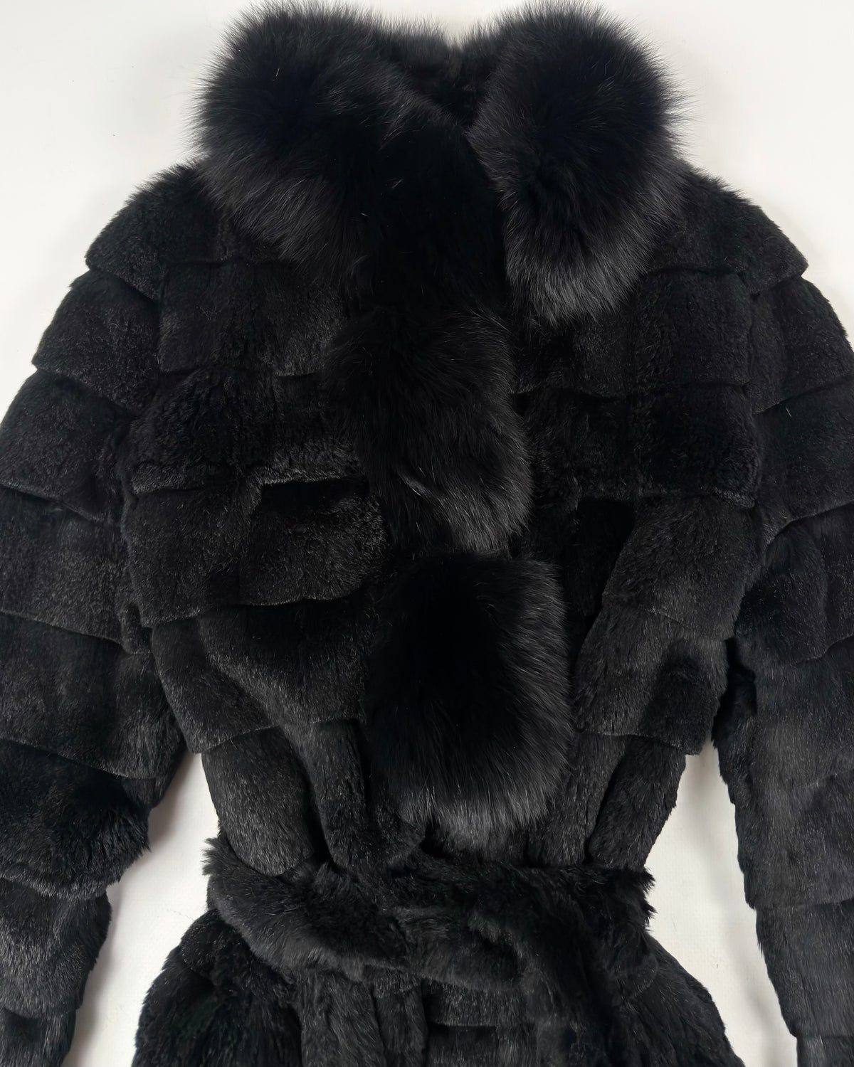 Vintage Black Fur Coat with Fox Collar — XS/M