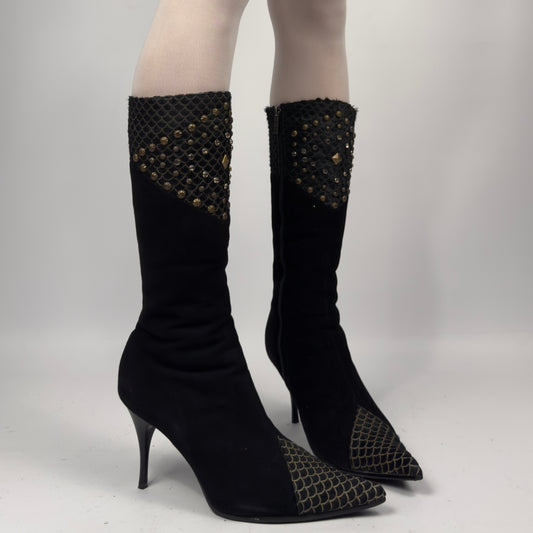 Vintage Italian Suede Winter Boots — 40