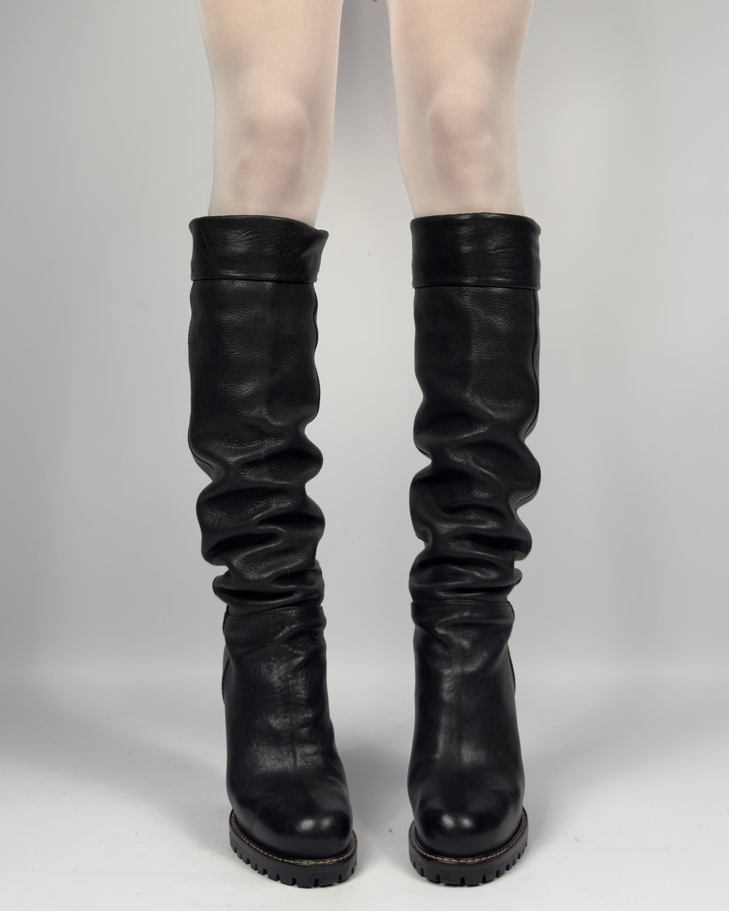 Dolce & Gabbana Leather Slouch Tube Boots — 38/39