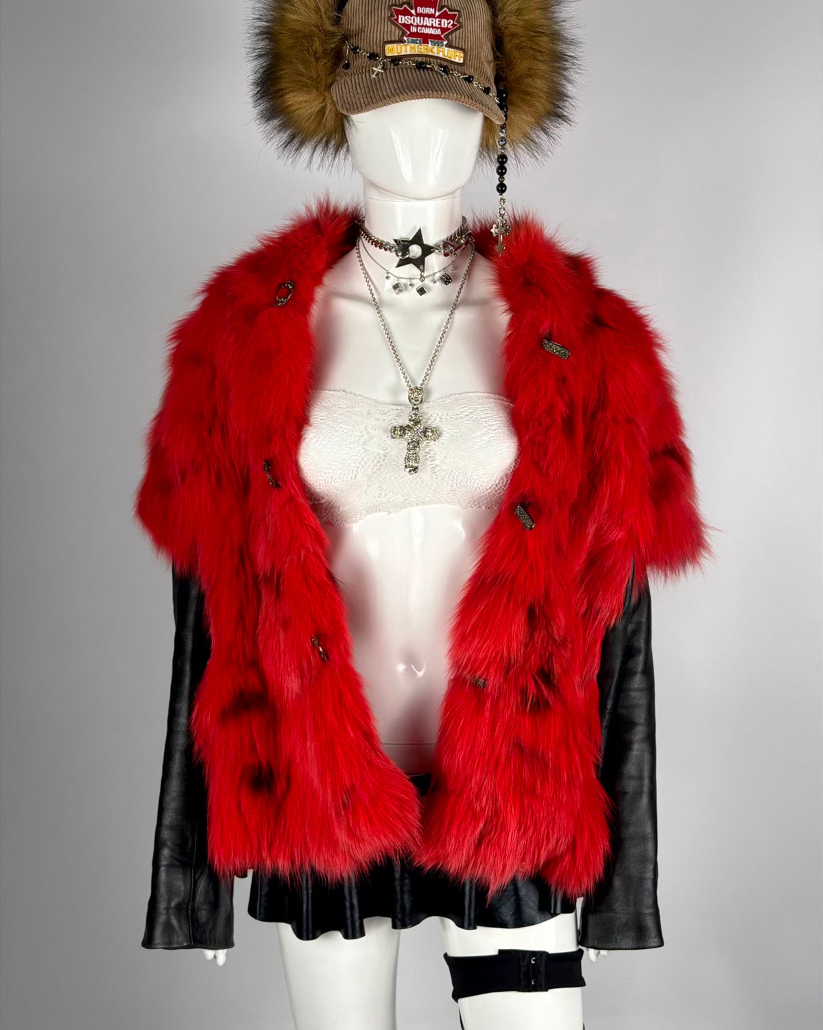 Vintage Fur Leather Jacket — M/L