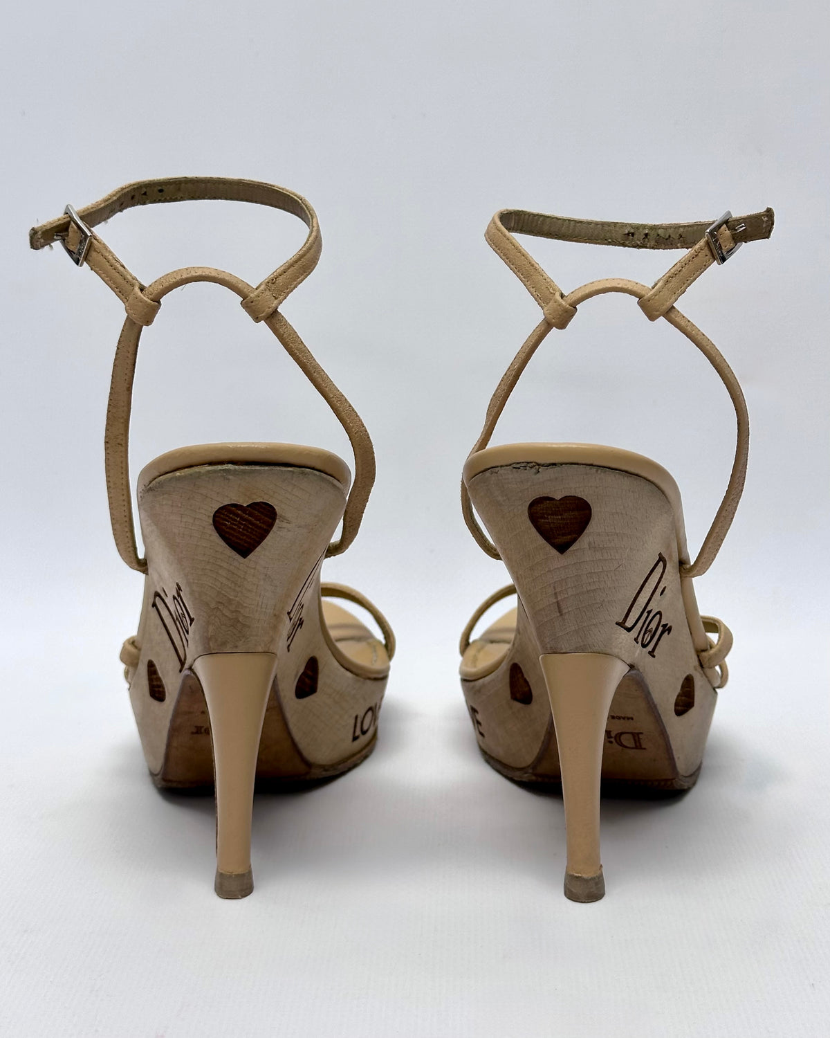 Dior Galliano Vintage Peace Wooden Wedge Heels — 39