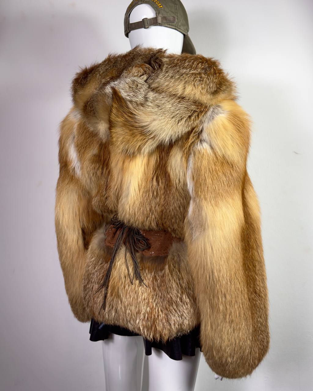Vintage Fox Fur Hooded Jacket S/L