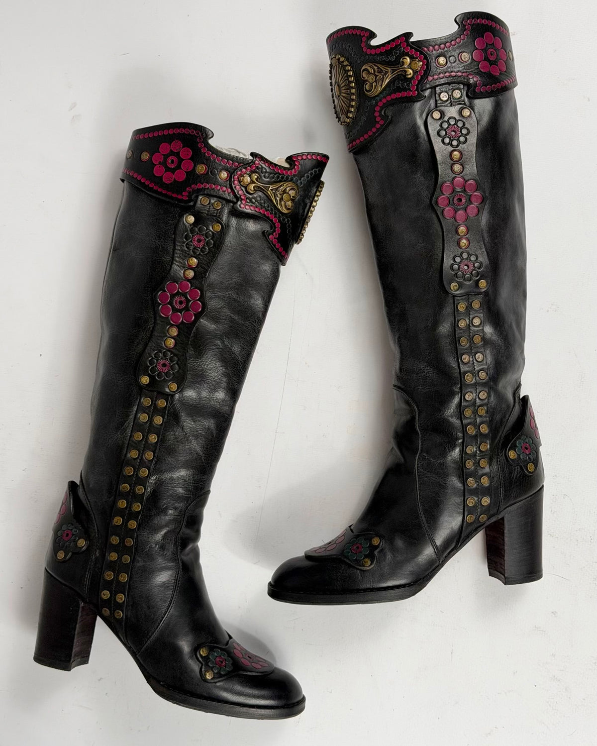 Anna Sui Vintage Leather Cowboy Boots — 37