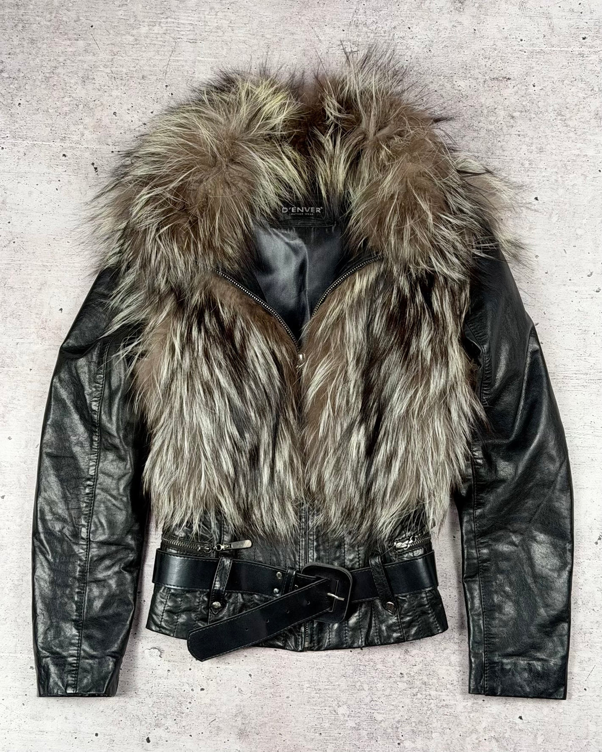 Vintage Fur Leather Jacket/Vest — S/M