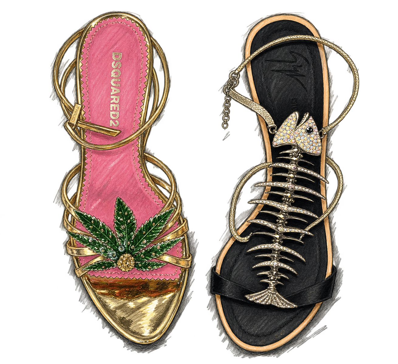 Sculptural archive sandals