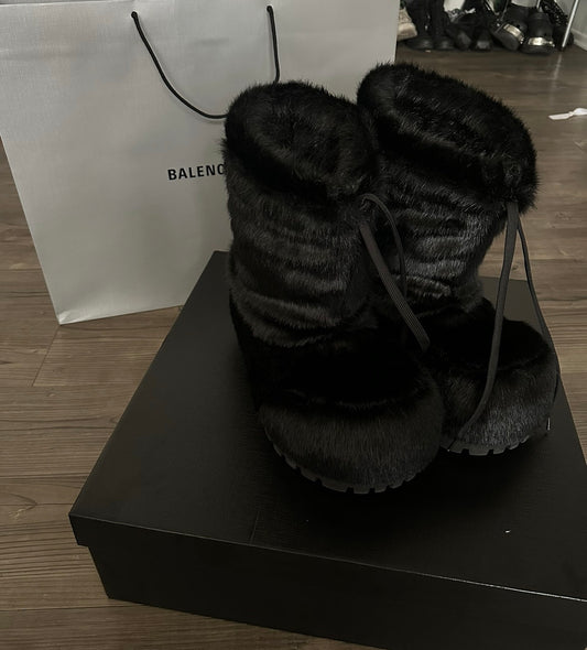 Balenciaga Alaska Boots Faux Mink Fur Boots
