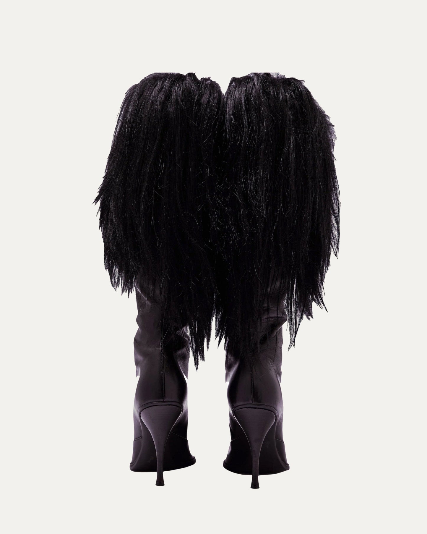 Christian Dior FW2003 by John Galliano Black Fur Trim Boots — 38/38.5