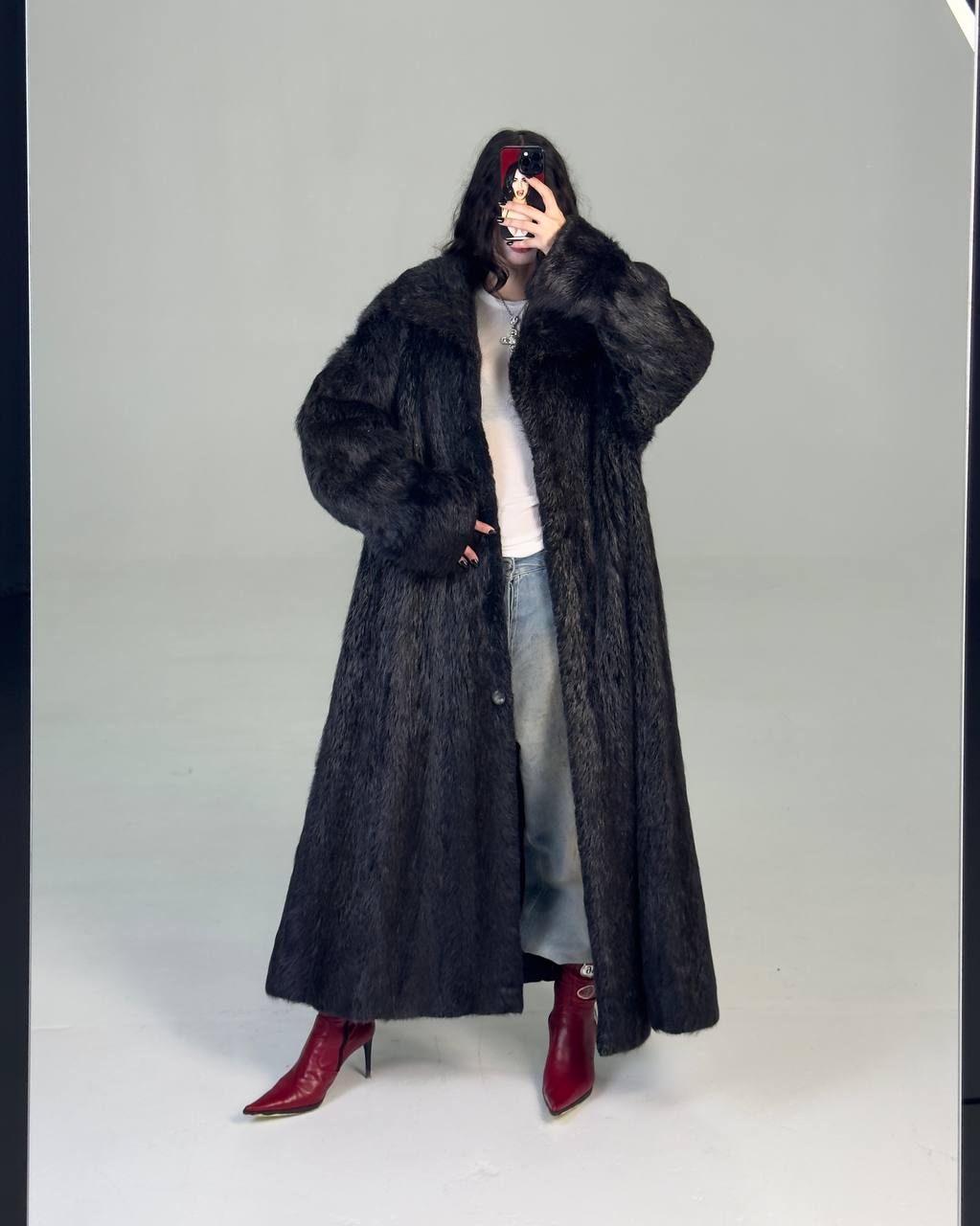 Vintage Long Black Fur Coat