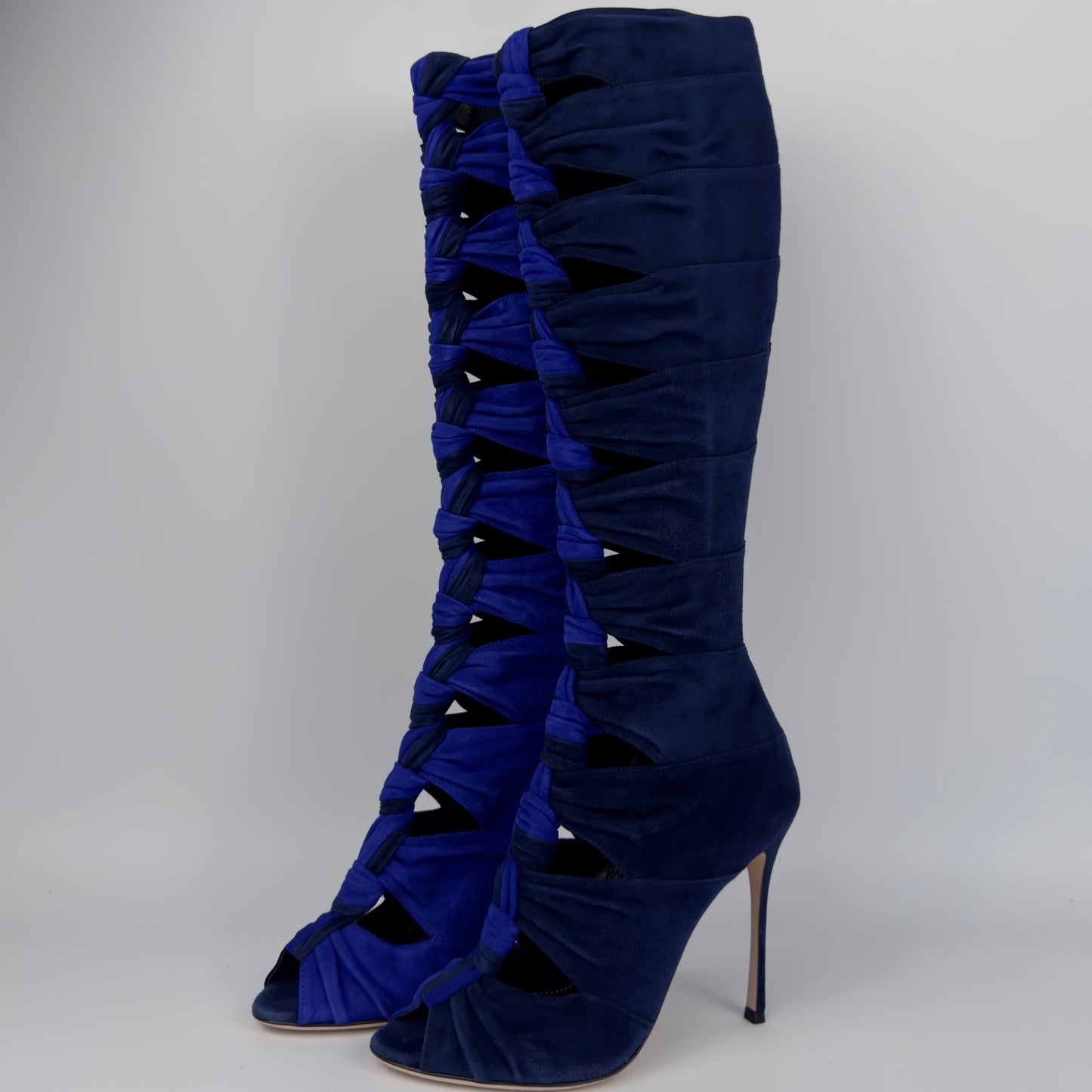 Sergio Rossi Dual-Blue Gladiator Heels — 37.5/38